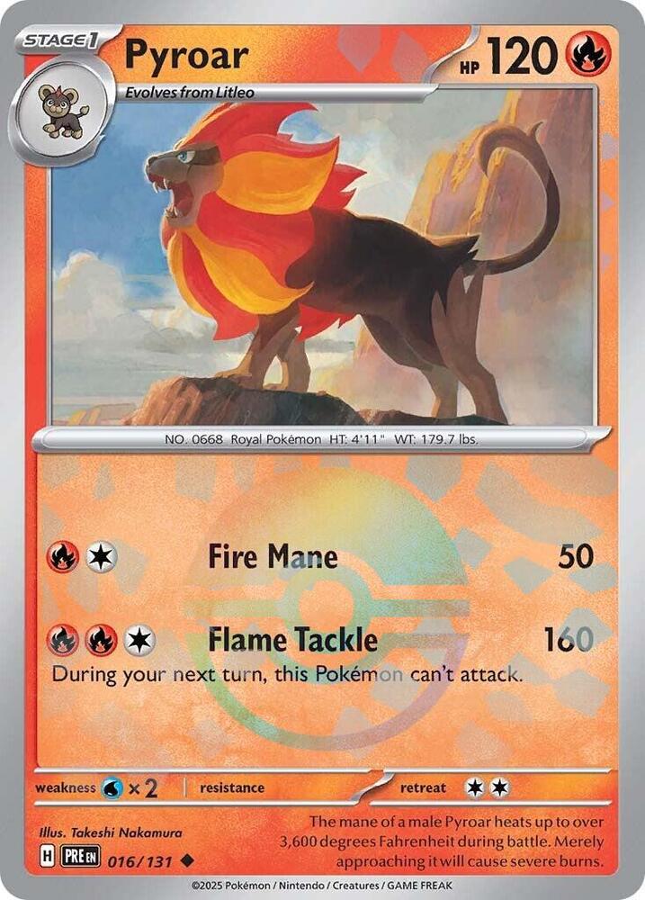 Pyroar (016/131) (Poke Ball Pattern) [Scarlet & Violet: Prismatic Evolutions] | Chromatic Games