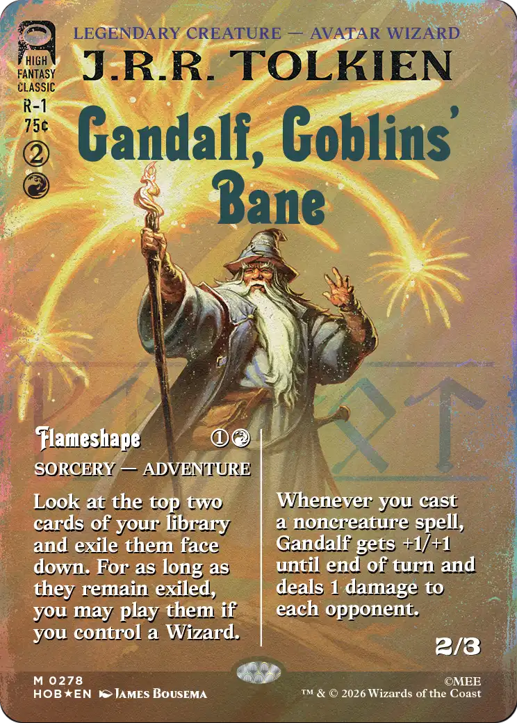Gandalf, Goblins' Bane (Borderless) (Surge Foil) [The Hobbit] | Chromatic Games