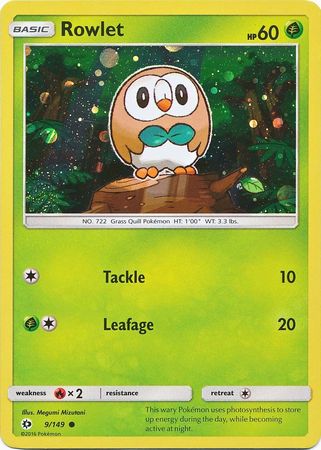 Rowlet (9/149) (Cosmos Holo) [Sun & Moon: Base Set] | Chromatic Games