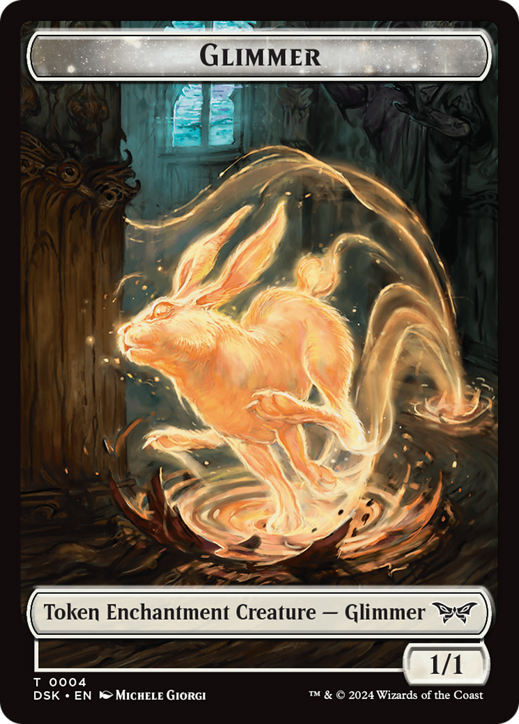 Glimmer // Spirit (0006) Double-Sided Token [Duskmourn: House of Horror Tokens] | Chromatic Games