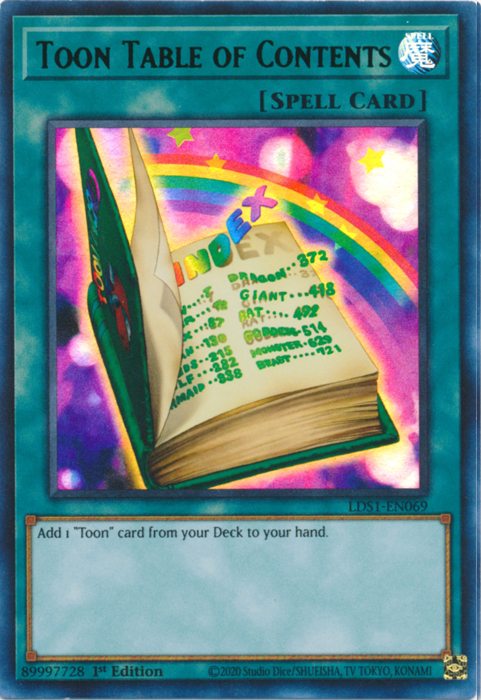 Toon Table of Contents (Green) [LDS1-EN069] Ultra Rare | Chromatic Games