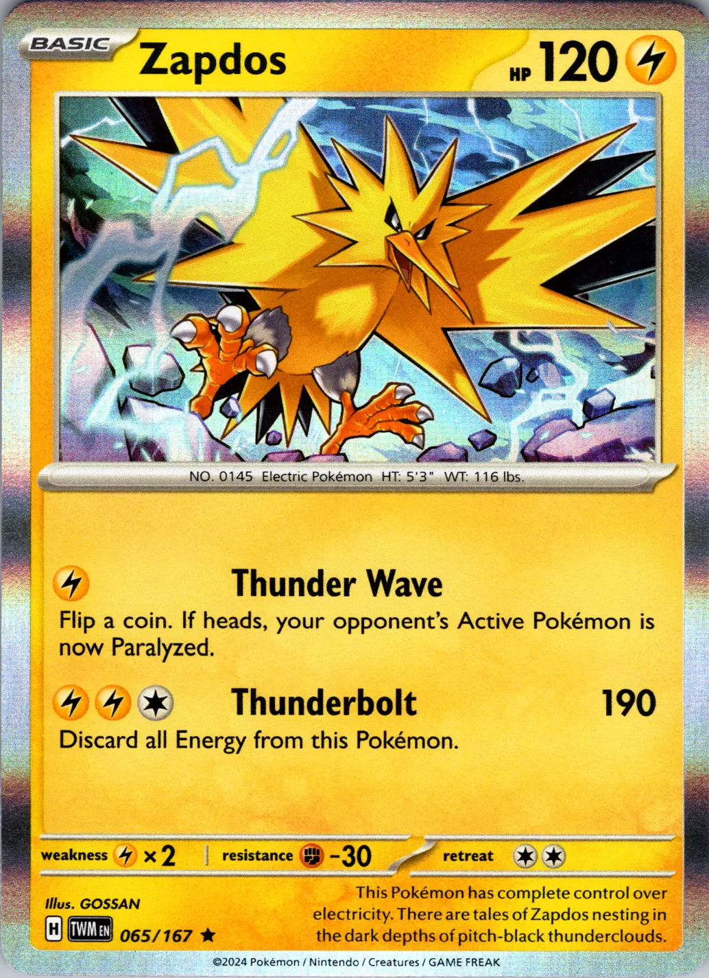 Zapdos (065/167) [Scarlet & Violet: Twilight Masquerade] | Chromatic Games