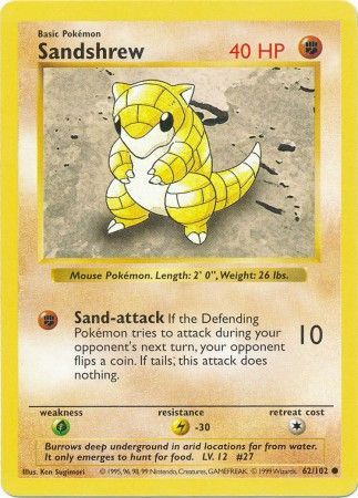 Sandshrew (62/102) [Base Set Shadowless Unlimited] | Chromatic Games