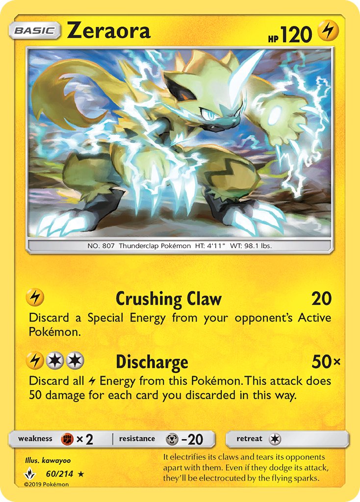 Zeraora (60/214) (Cracked Ice Holo) (Theme Deck Exclusive) [Sun & Moon: Unbroken Bonds] | Chromatic Games