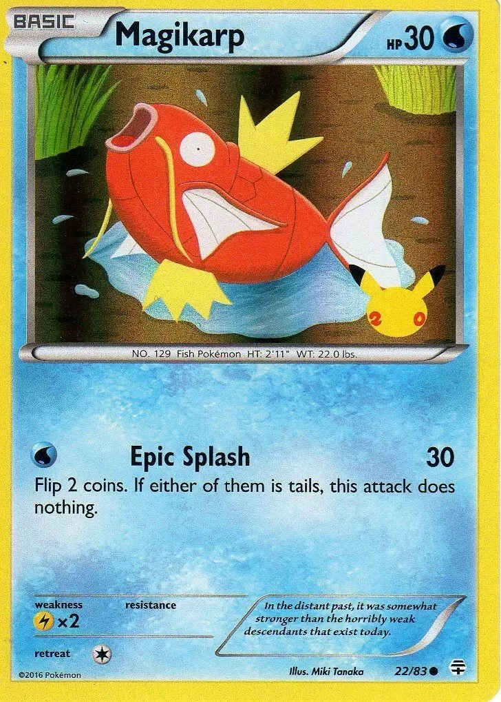 Magikarp (22/83) (20th Anniversary Stamp) [XY: Generations] | Chromatic Games