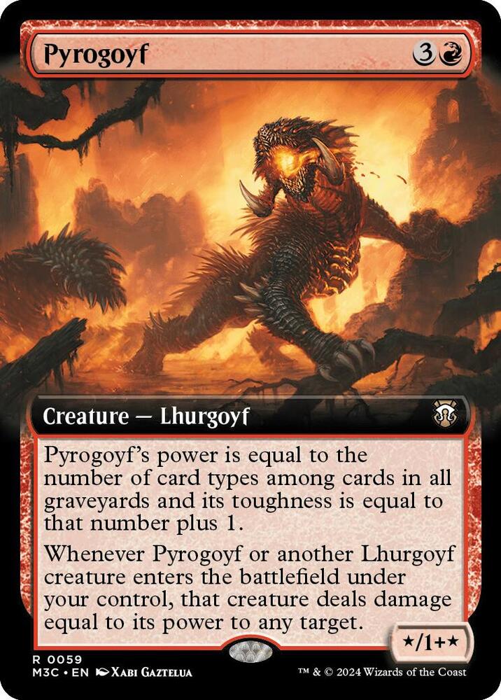 Pyrogoyf 59/411 (Commander: Modern Horizons 3)  - Extended Art Ripple Foil | Chromatic Games