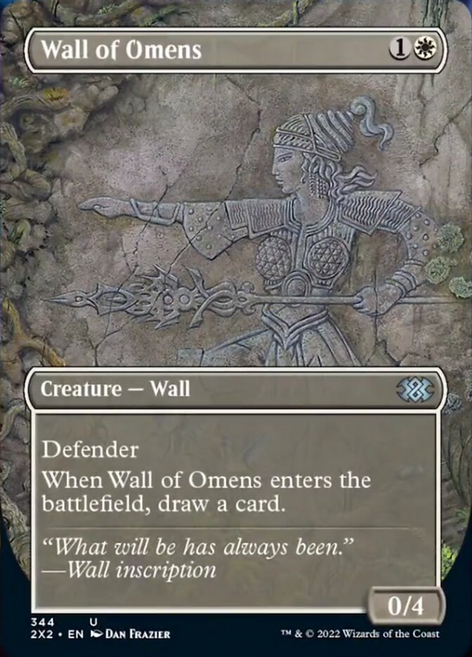 Wall of Omens (Borderless Alternate Art) [Double Masters 2022] | Chromatic Games