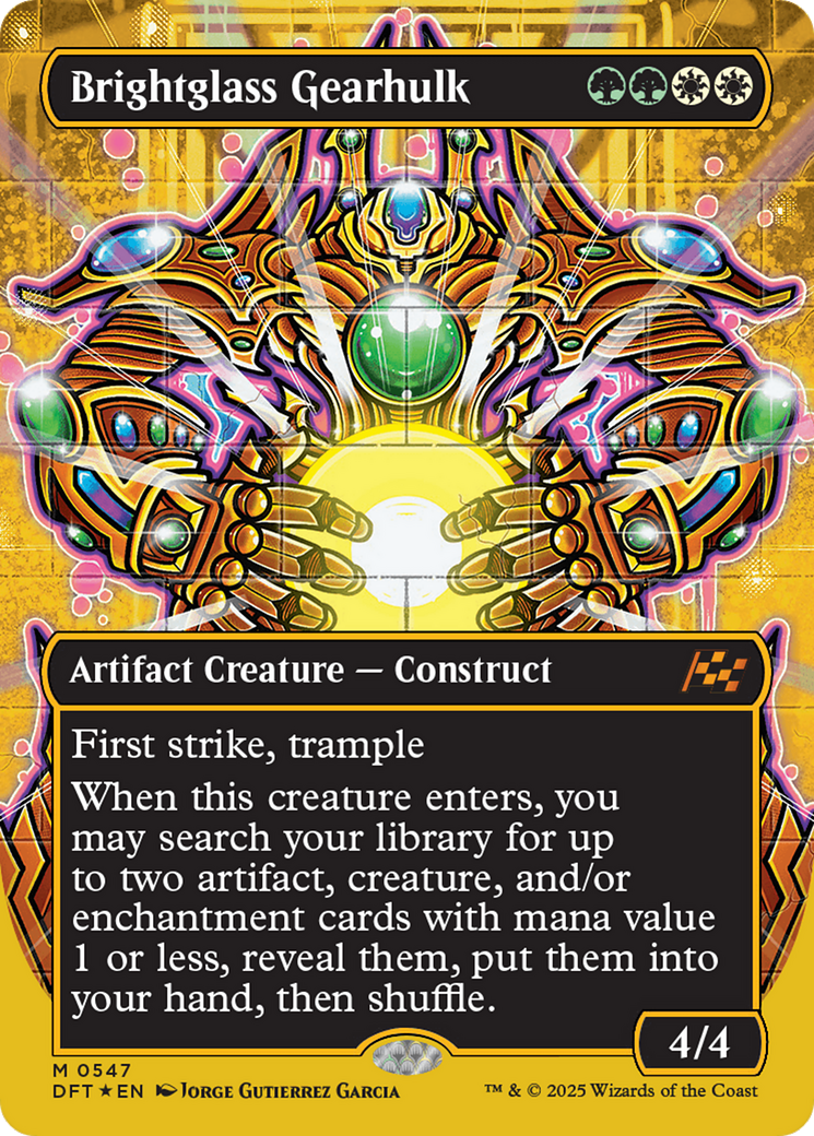 Brightglass Gearhulk (Borderless) (First-Place Foil) [Aetherdrift] | Chromatic Games