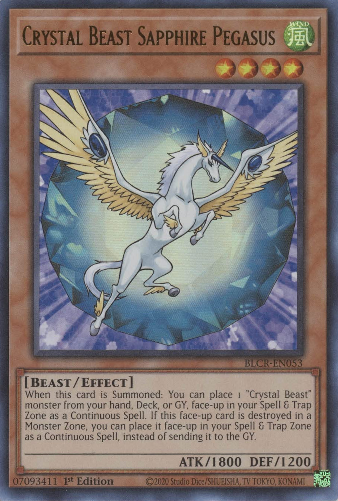 Crystal Beast Sapphire Pegasus [BLCR-EN053] Ultra Rare | Chromatic Games