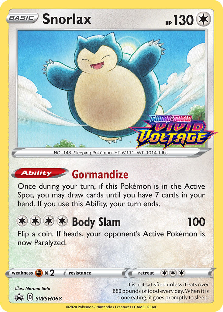 Snorlax (SWSH068) (Prerelease Promo) [Sword & Shield: Black Star Promos] | Chromatic Games