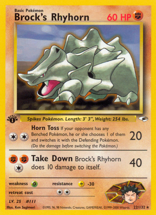 Brock's Rhyhorn (22/132) [Gym Heroes 1st Edition] | Chromatic Games