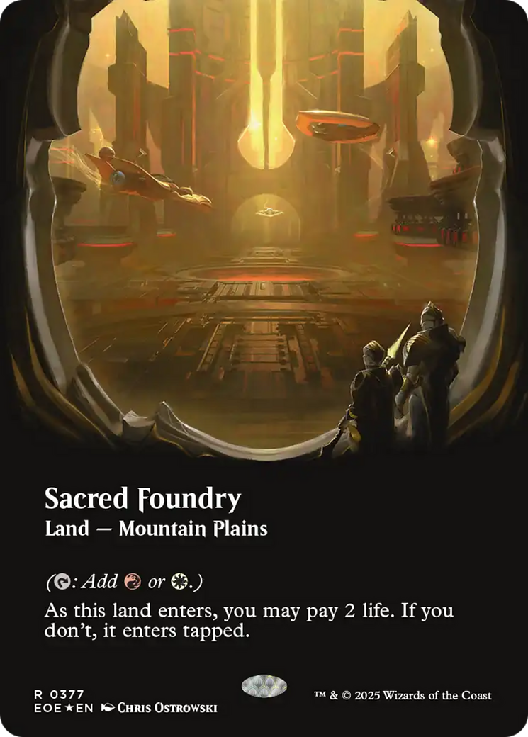 Sacred Foundry (Borderless) (Galaxy Foil) [Edge of Eternities] | Chromatic Games