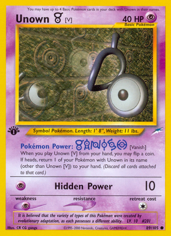 Unown [V] (89/105) [Neo Destiny 1st Edition] | Chromatic Games