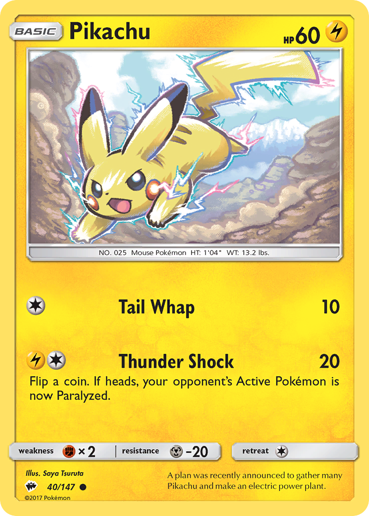 Pikachu (40/147) [Sun & Moon: Burning Shadows] | Chromatic Games