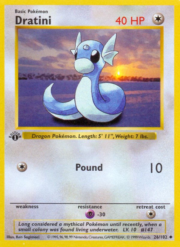 Dratini (26/102) (Shadowless) [Base Set 1st Edition] | Chromatic Games