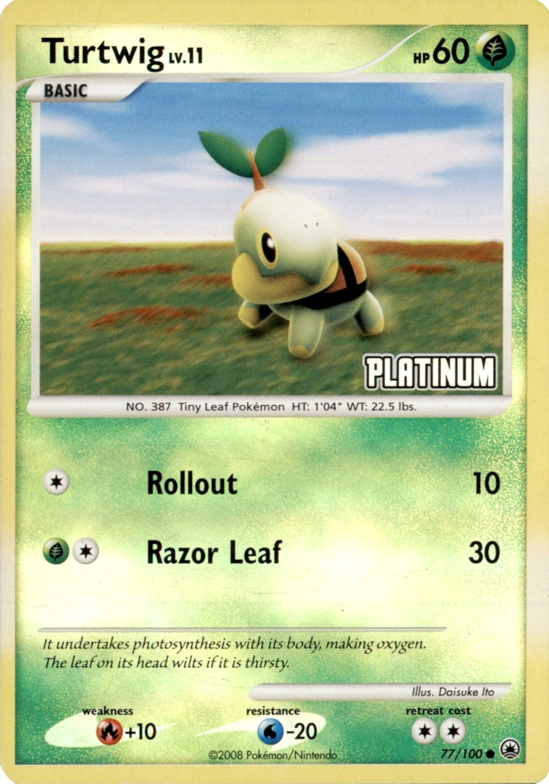 Turtwig LV.11 (77/100) (Platinum) [Burger King Promos: 2008 Collection] | Chromatic Games