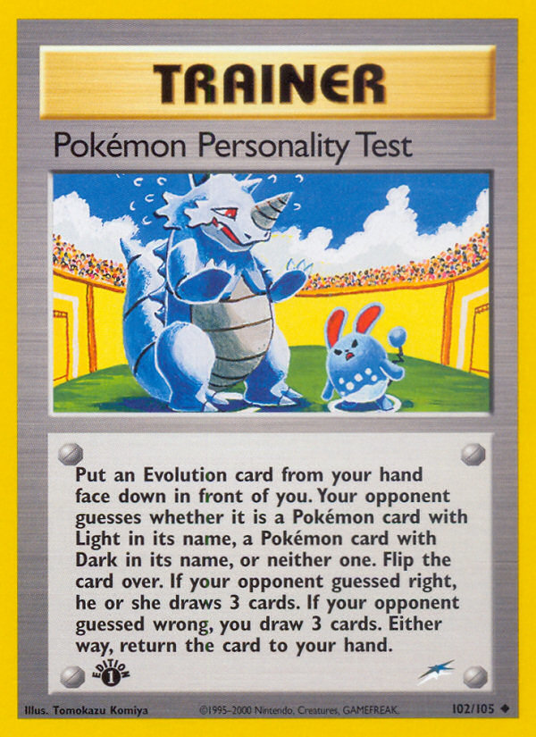 Pokemon Personality Test (102/105) [Neo Destiny 1st Edition] | Chromatic Games