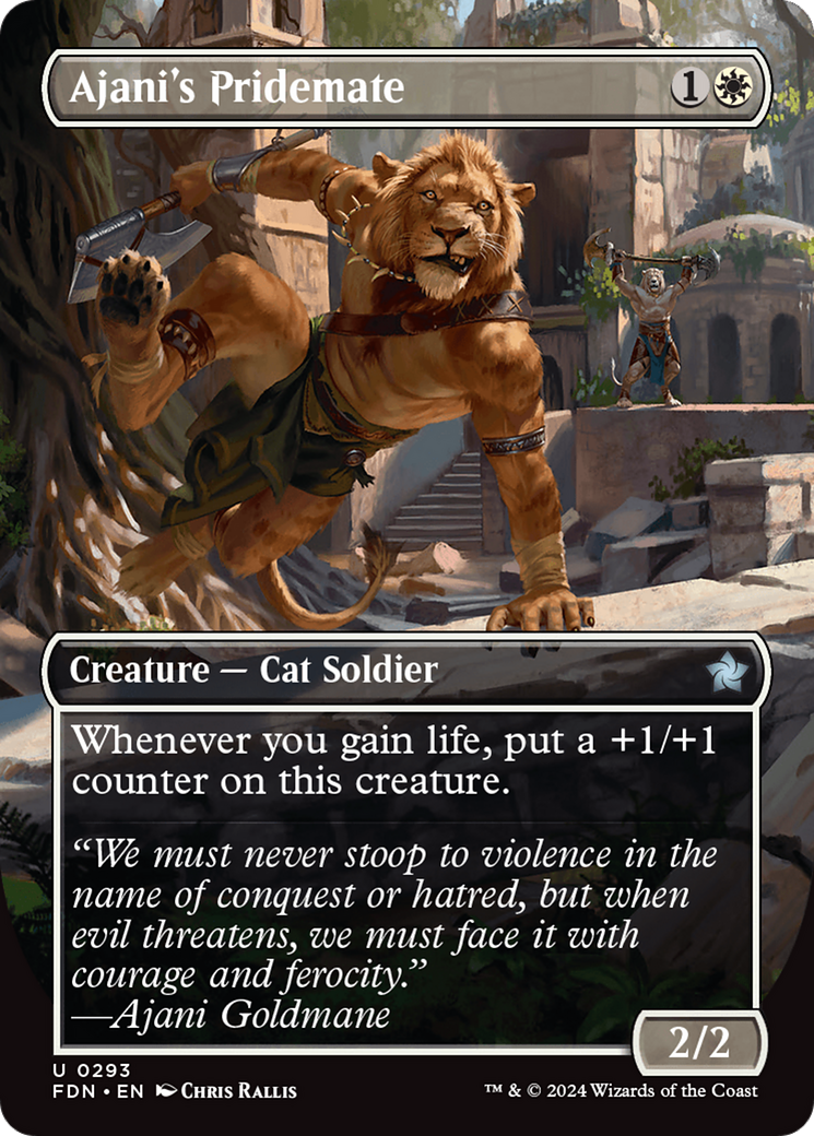 Ajani's Pridemate (Borderless) [Foundations] | Chromatic Games