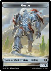 Mercenary // Golem Double-Sided Token [Outlaws of Thunder Junction Tokens] | Chromatic Games