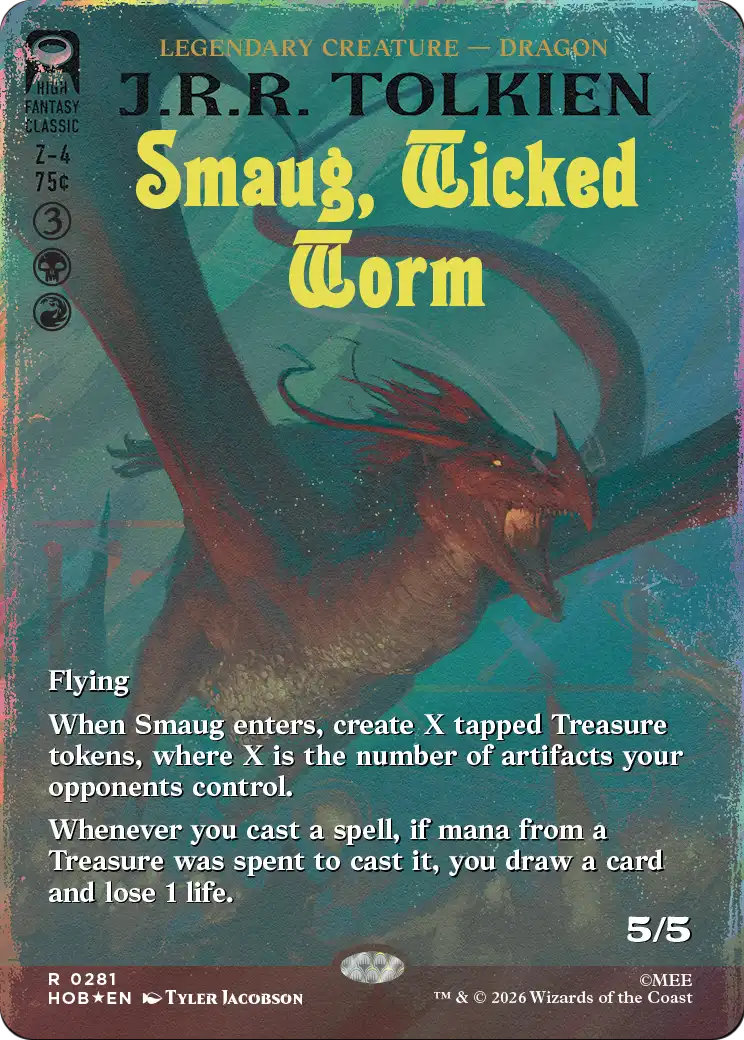 Smaug, Wicked Worm (Borderless) (Surge Foil) [The Hobbit] | Chromatic Games