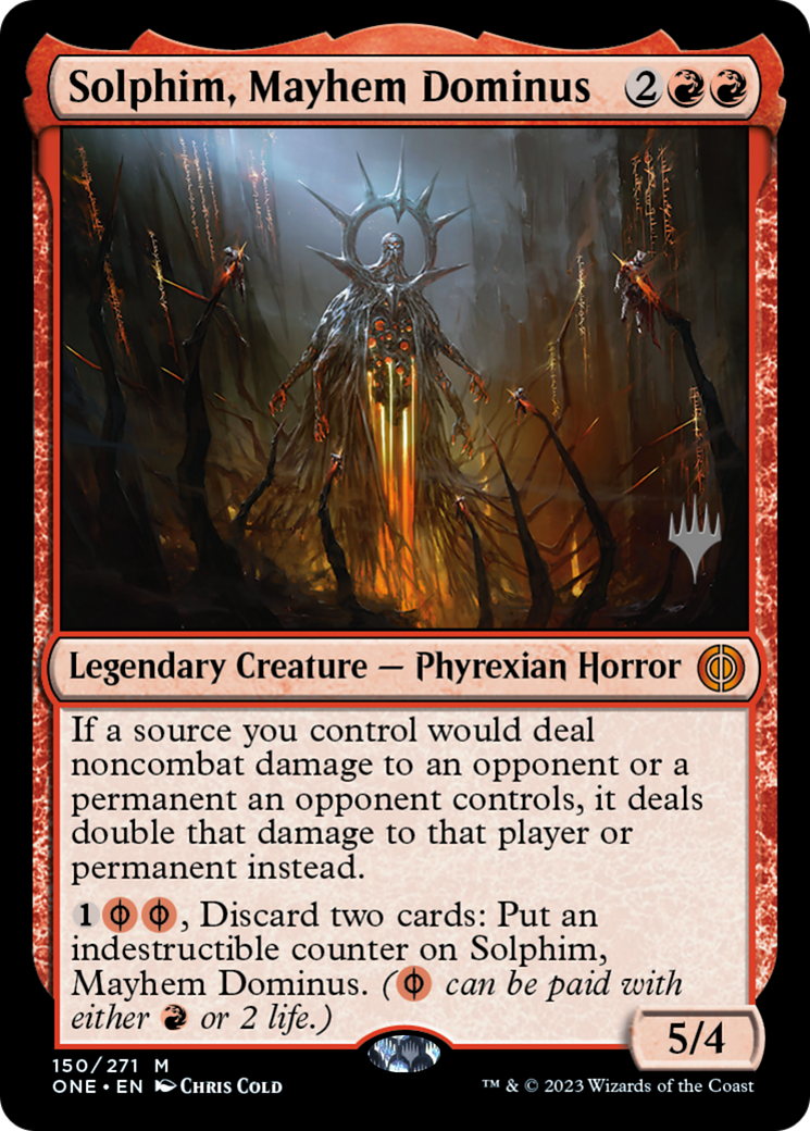 Solphim, Mayhem Dominus (Promo Pack) [Phyrexia: All Will Be One Promos] | Chromatic Games