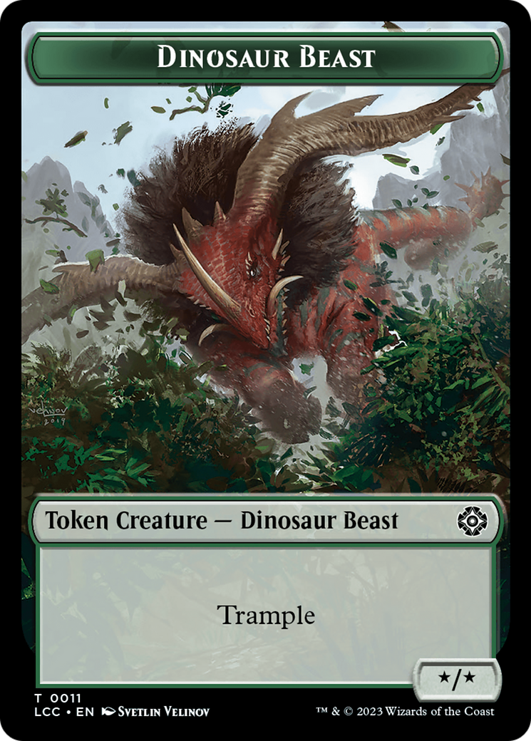 Dinosaur Beast // Dinosaur Double-Sided Token [The Lost Caverns of Ixalan Commander Tokens] | Chromatic Games