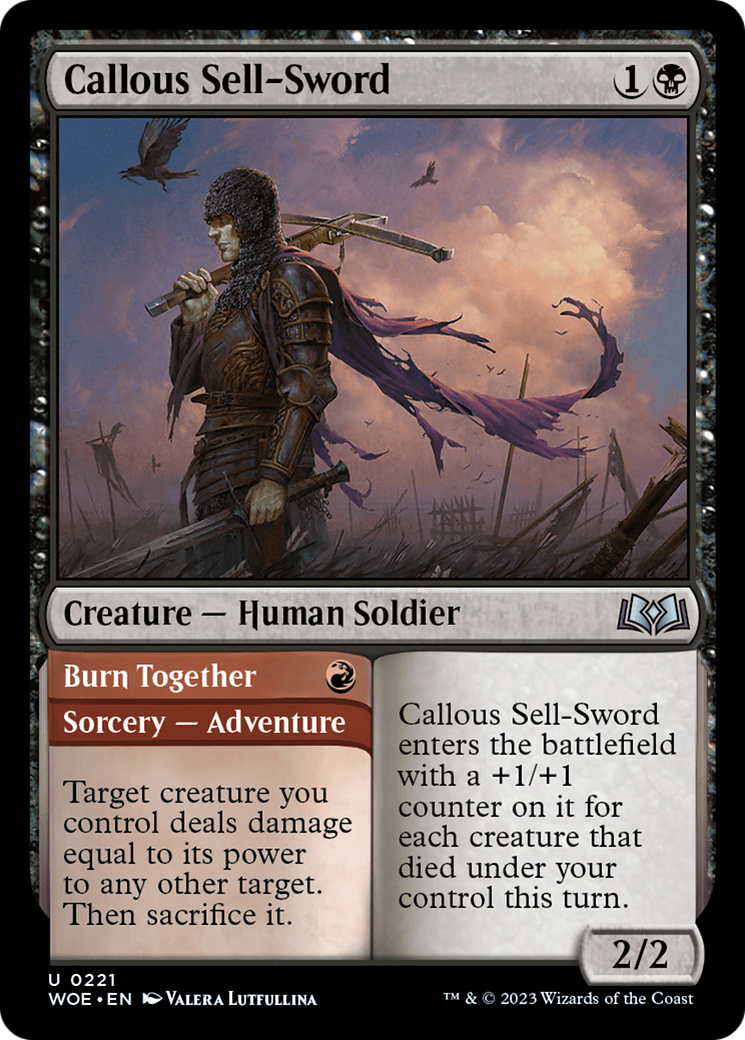 Callous Sell-Sword // Burn Together [Wilds of Eldraine] | Chromatic Games