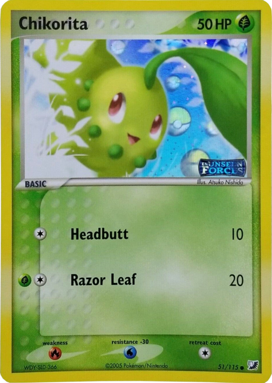 Chikorita (51/115) (Stamped) [EX: Unseen Forces] | Chromatic Games