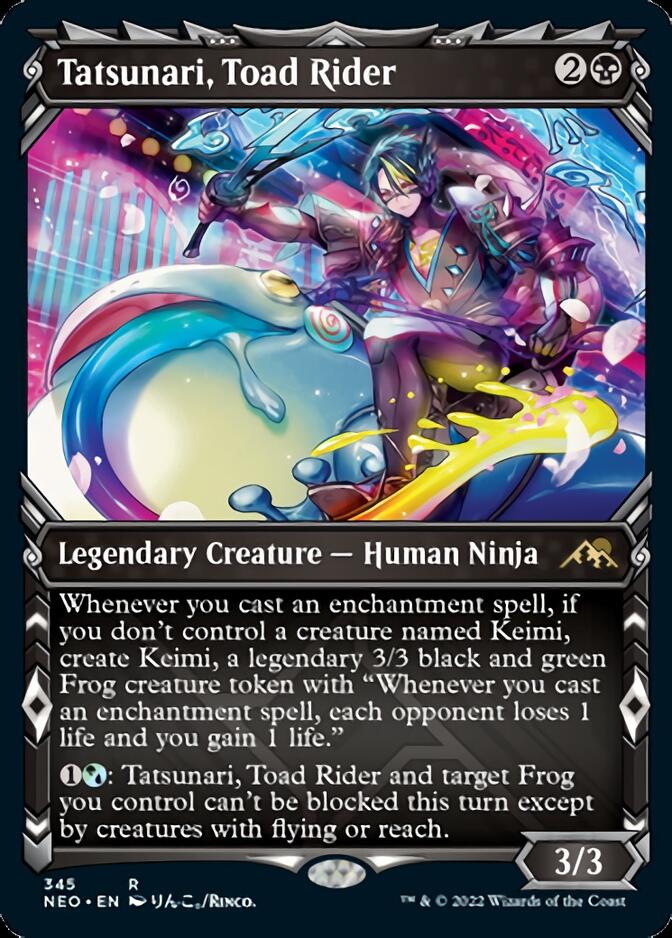 Tatsunari, Toad Rider (Showcase Ninja) [Kamigawa: Neon Dynasty] | Chromatic Games