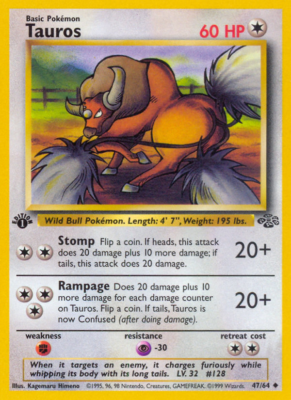 Tauros (47/64) [Jungle 1st Edition] | Chromatic Games