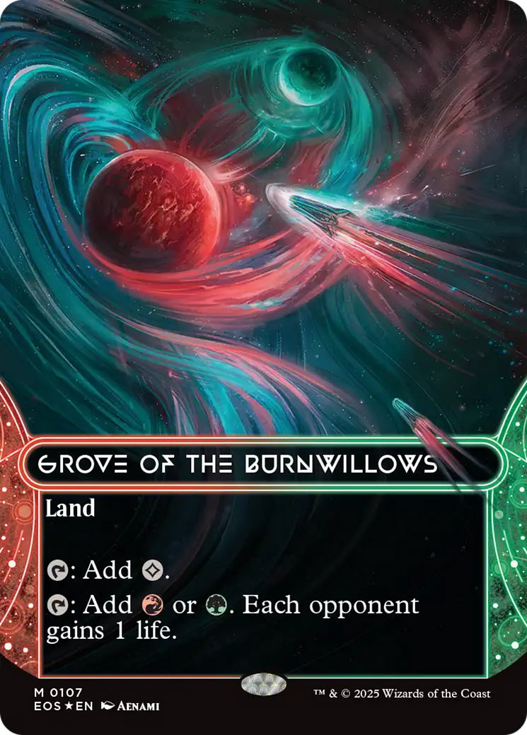 Grove of the Burnwillows (0107) (Borderless) (Galaxy Foil) [Edge of Eternities: Stellar Sights] | Chromatic Games