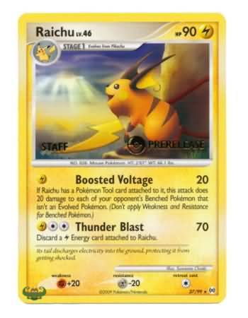 Raichu (27/99) (Staff Prerelease Promo) [Nintendo: Black Star Promos] | Chromatic Games