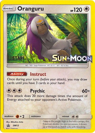 Oranguru (SM13) (Staff Prerelease Promo) [Sun & Moon: Black Star Promos] | Chromatic Games