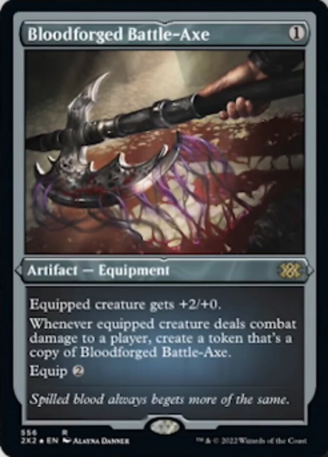 Bloodforged Battle-Axe (Foil Etched) [Double Masters 2022] | Chromatic Games