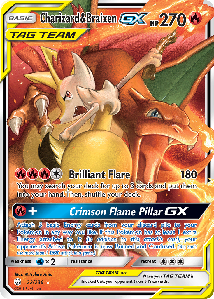 Charizard & Braixen GX (22/236) [Sun & Moon: Cosmic Eclipse] | Chromatic Games