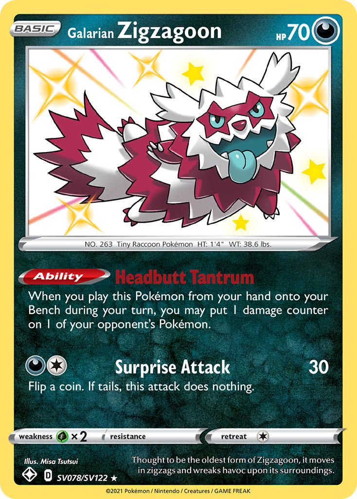 Galarian Zigzagoon (SV078/SV122) [Sword & Shield: Shining Fates] | Chromatic Games