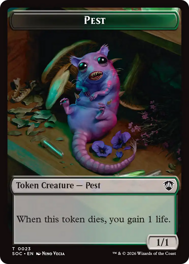 Saproling // Pest (0023) Double-Sided Token [Secrets of Strixhaven Commander Tokens] | Chromatic Games