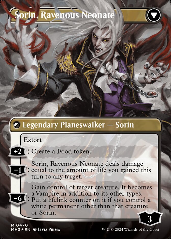 Sorin of House Markov // Sorin, Ravenous Neonate (Borderless) (Textured Foil) [Modern Horizons 3] | Chromatic Games