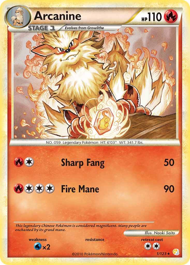 Arcanine (1/123) [HeartGold & SoulSilver: Base Set] | Chromatic Games