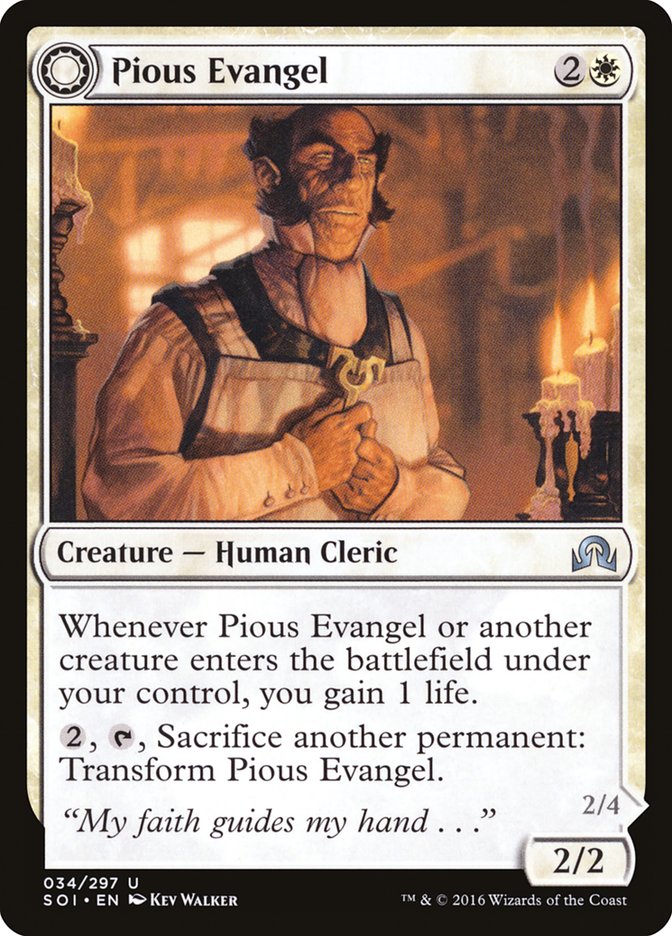 Pious Evangel // Wayward Disciple 34/297 (Shadows over Innistrad)  | Chromatic Games