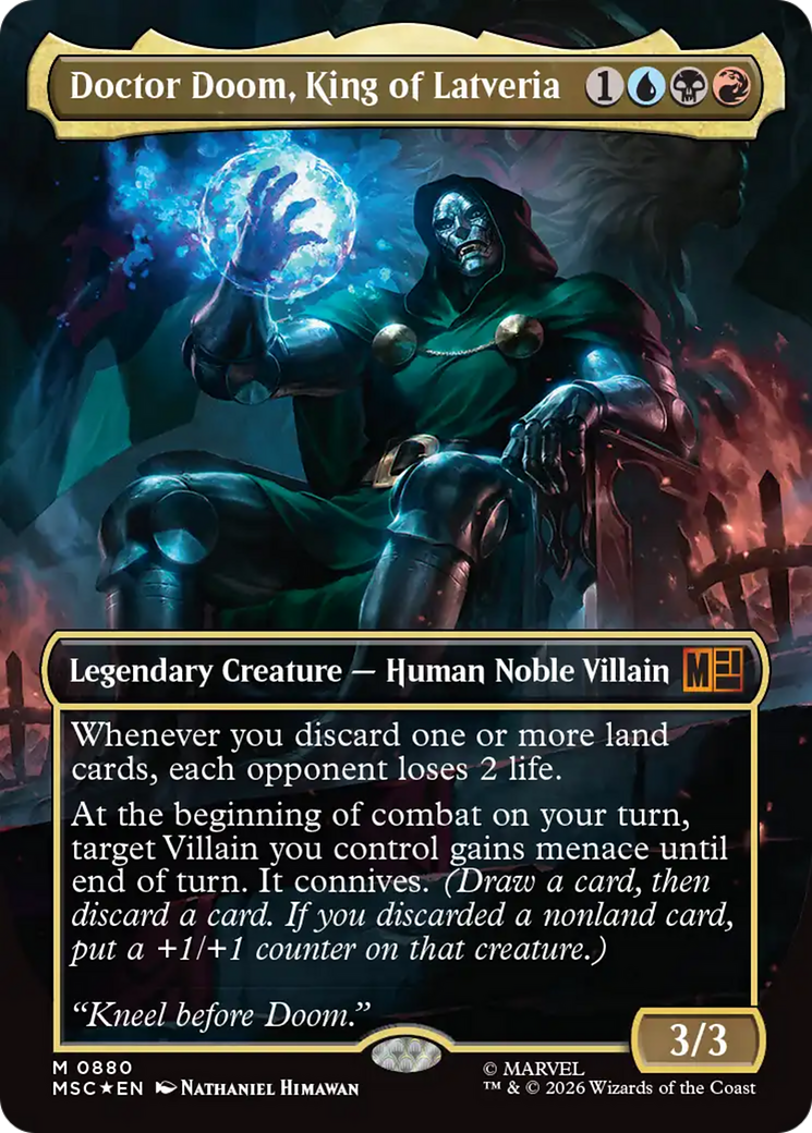 Doctor Doom, King of Latveria (Borderless) (Surge Foil) [Marvel Super Heroes Commander] | Chromatic Games