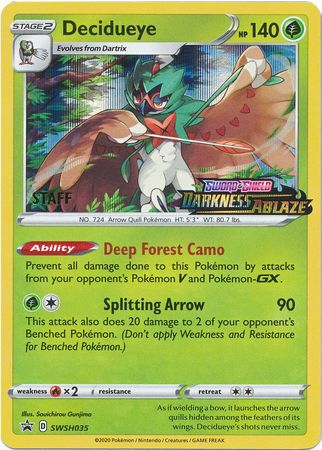 Decidueye (SWSH035) (Staff Prerelease Promo) [Sword & Shield: Black Star Promos] | Chromatic Games