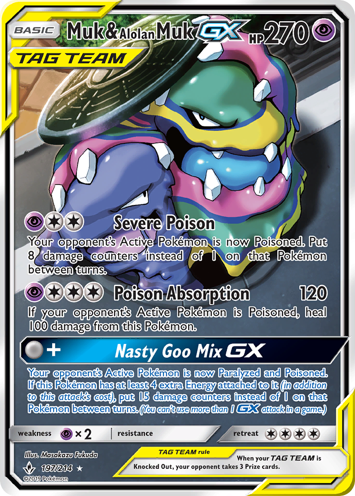 Muk & Alolan Muk GX (197/214) [Sun & Moon: Unbroken Bonds] | Chromatic Games