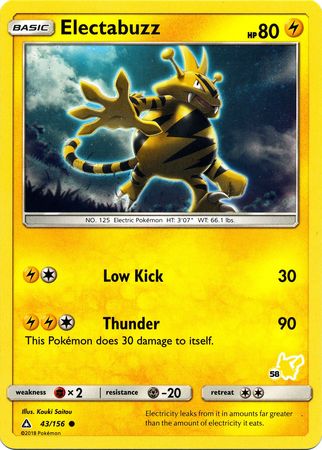 Electabuzz (43/156) (Pikachu Stamp #58) [Battle Academy 2020] | Chromatic Games