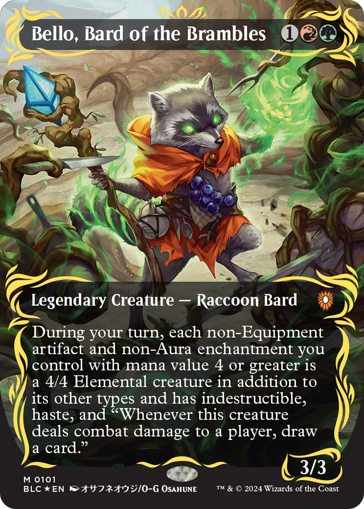 Bello, Bard of the Brambles (Borderless) (Raised Foil) [Bloomburrow Commander] | Chromatic Games