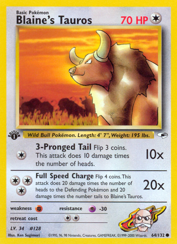 Blaine's Tauros (64/132) [Gym Heroes 1st Edition] | Chromatic Games