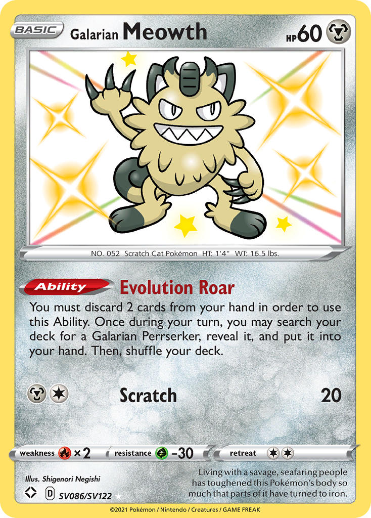 Galarian Meowth (SV086/SV122) [Sword & Shield: Shining Fates] | Chromatic Games