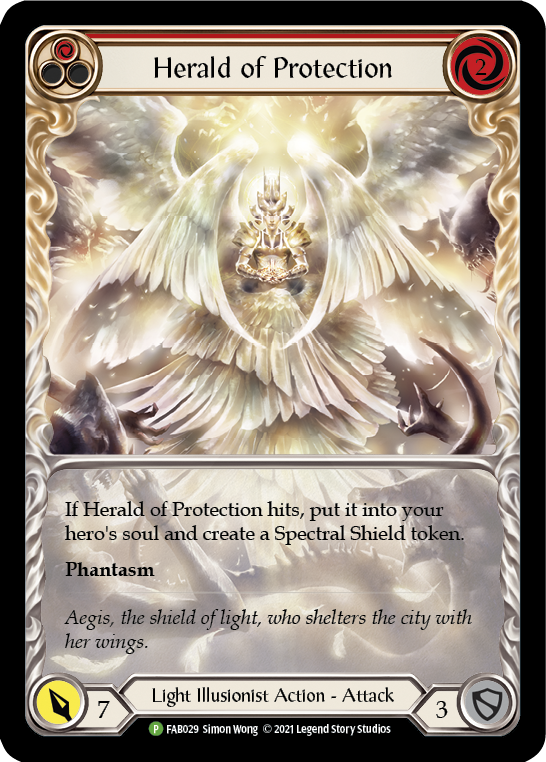 Herald of Protection (Red Extended Art) [FAB029] (Promo)  Rainbow Foil | Chromatic Games