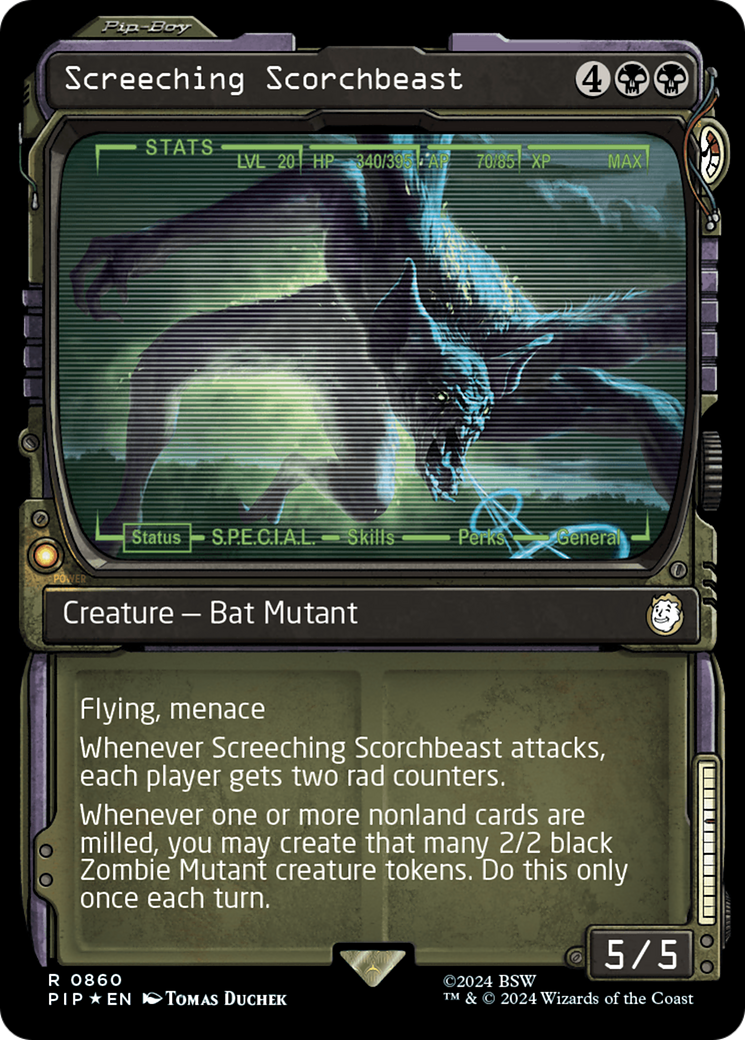 Screeching Scorchbeast (Showcase) (Surge Foil) [Fallout] | Chromatic Games