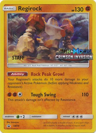 Regirock (SM74) (Staff Prerelease Promo) [Sun & Moon: Black Star Promos] | Chromatic Games